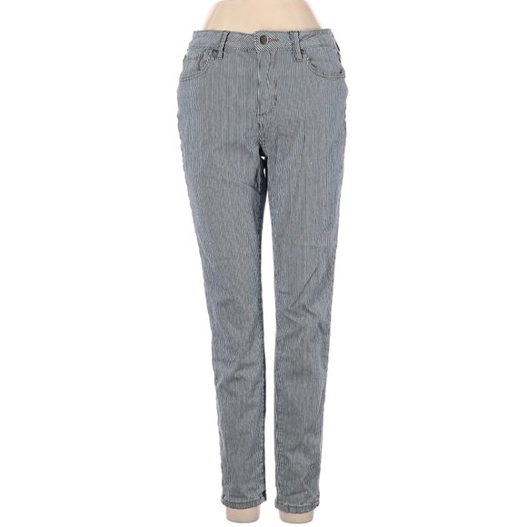 Aqua Jeans Gray Blue Stripe Skinny Leg Cut Low Rise Waist Sz 27 #467 - Picture 1 of 2